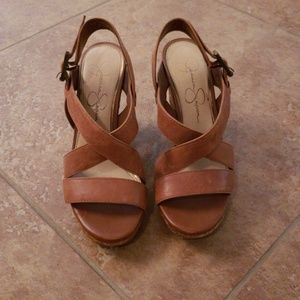 Jessica Simpson Cognac Wedges